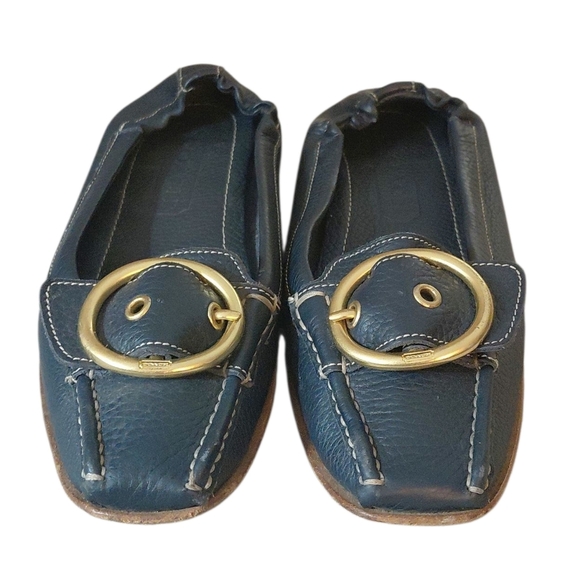 Coach Nellie Dark Blue Leather Flats Driving Shoe Loafers Size 7.5 B - Picture 2 of 11